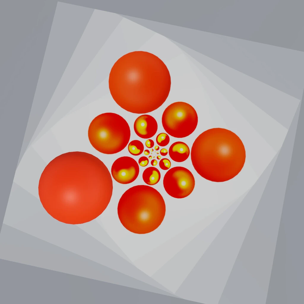 orange circles shrinking to the center